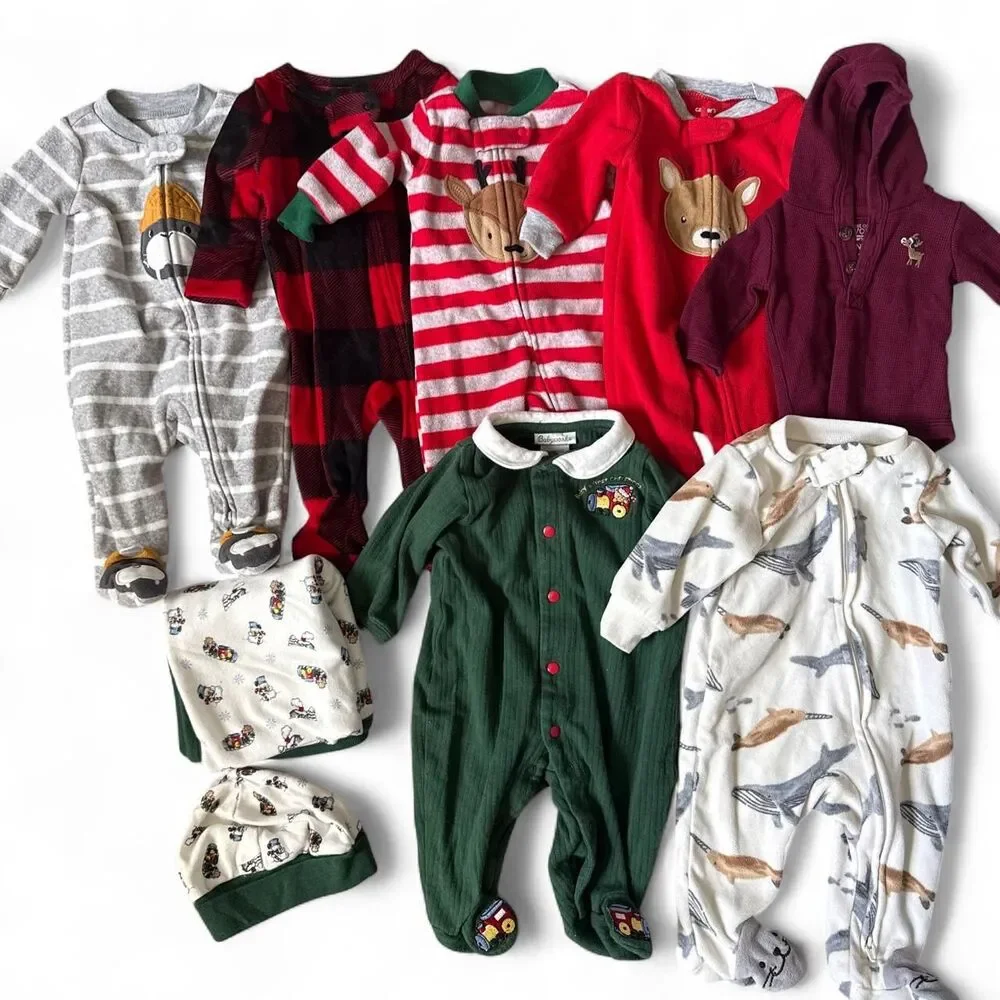Newborn & 0–3M Baby Clothes Bundle – 7 Pieces + Blanket & Hat
